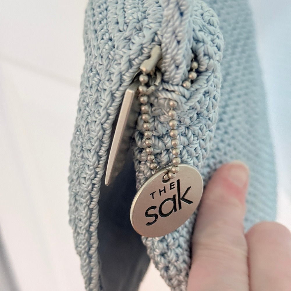 The Sak Crossbody Bag Women Small Blue Crochet Boho‎ Coastal Small Purse - Picture 5 of 6